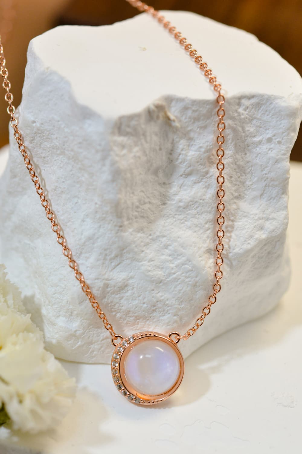 Yotreasure | Moonstone Necklace 925 Sterling Silver Gold Plated Chain Pendant Necklace Jewelry